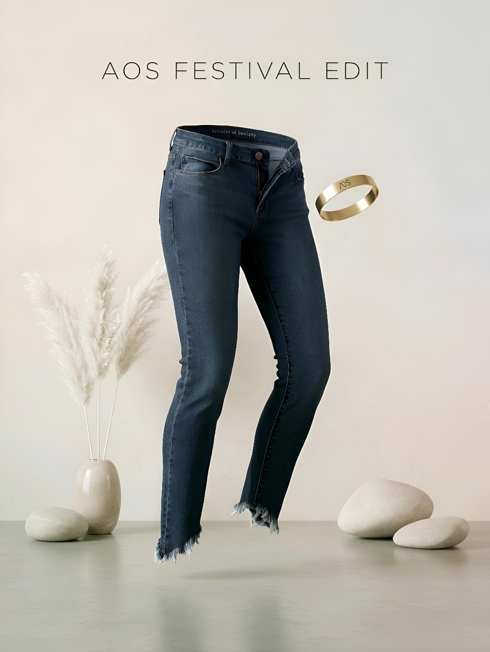 Articles Of Society Frayed Step Hem Crop Denim Jeans Dark Blue Wash Size 30
